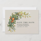 Manuscript elegant bruiloft citrus botanisch moder save the date (Voorkant)