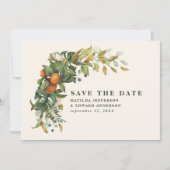 Manuscript elegant bruiloft citrus botanisch moder save the date (Voorkant)