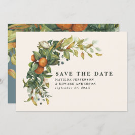 Manuscript elegant bruiloft citrus botanisch moder save the date