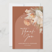 Manuscript elegant bruiloft dank je teracotta mode bedankkaart (Voorkant)