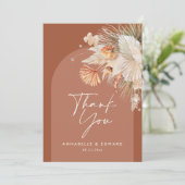 Manuscript elegant bruiloft dank je teracotta mode bedankkaart (Staand voorkant)