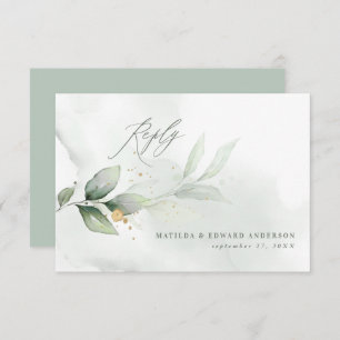Manuscript elegant bruiloft eucalyptus botanische  RSVP kaartje