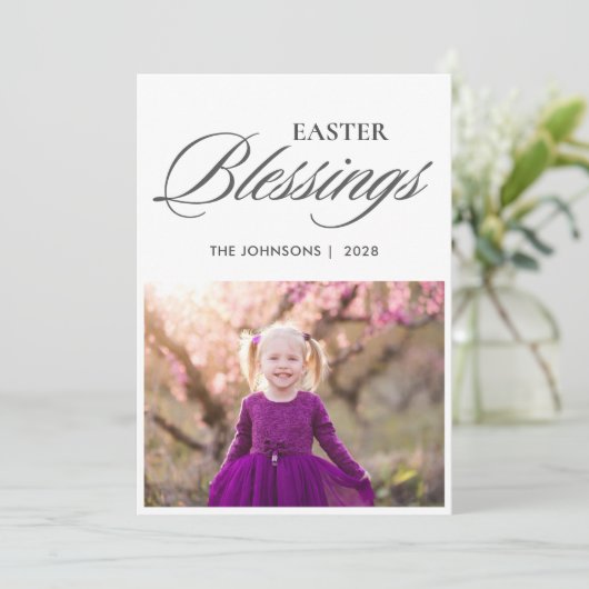 Manuscript Elegant Easter Blessing Feestdagenkaart (Staand voorkant)