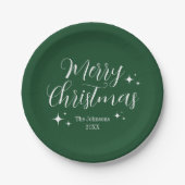 Manuscript Elegant Green Custom Merry Kerstparty Papieren Bordje (Voorkant)