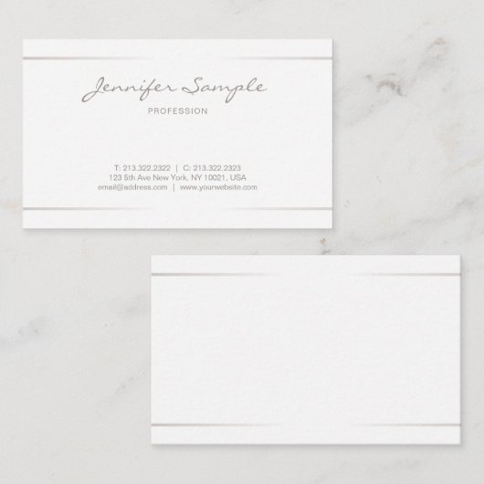 Manuscript Elegant Professional Plain Silver Effec Visitekaartje (Voorkant / Achterkant)