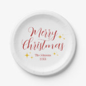 Manuscript Elegant White Custom Merry Kerstparty Papieren Bordje (Voorkant)