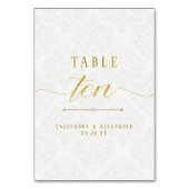 Manuscript Elegant White Lace Gold Wedding Ten 10 Kaart (Achterkant)
