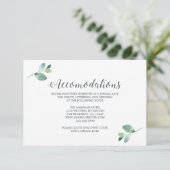Manuscript Eucalyptus Foliage Wedding Accommodatio Informatiekaartje (Staand voorkant)