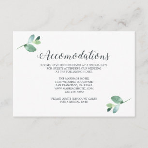 Manuscript Eucalyptus Foliage Wedding Accommodatio Informatiekaartje