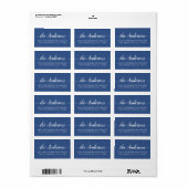 Manuscript Familienaam Classic Blue Return Address Etiket (Full Sheet)