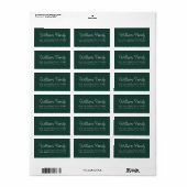 Manuscript Familienaam Dark Green Return Adres Etiket (Full Sheet)