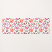 Manuscript Floral Print Peach Blush Pink Yoga Mat (Achterkant (horizontaal))