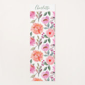 Manuscript Floral Print Peach Blush Pink Yoga Mat (Voorkant)