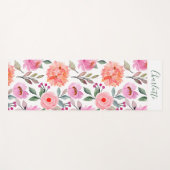 Manuscript Floral Print Peach Blush Pink Yoga Mat (Voorkant (horizontaal))