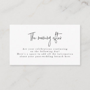 Manuscript Font Black & White Post Wedding Brunch Informatiekaartje
