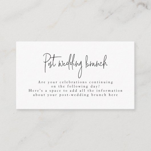 Manuscript Font Black & White Post Wedding Brunch Informatiekaartje (Voorkant)