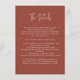 Manuscript Font Modern Wedding Terracotta Color Bl Informatiekaartje