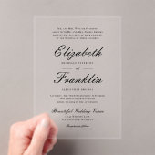  Manuscript Formal Black en White Wedding Acryl Uitnodigingen (Insitu (Draagbaar))