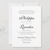 Manuscript Formal Black en White Wedding Kaart (Voorkant)