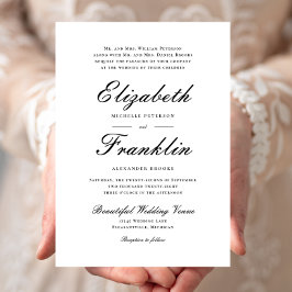  Manuscript Formal Black en White Wedding Kaart