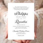  Manuscript Formal Black en White Wedding Kaart