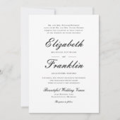 Manuscript Formal Black en White Wedding Kaart (Voorkant)