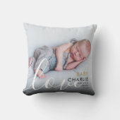 Manuscript Foto Baby Birth Stats kondiging Kussen (Voorkant)