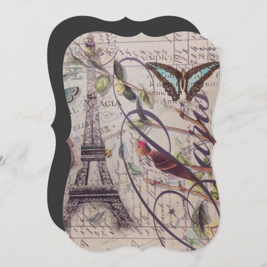 Manuscript Franse landvlinder Paris Eiffel Tower Kaart (Voorkant / Achterkant)