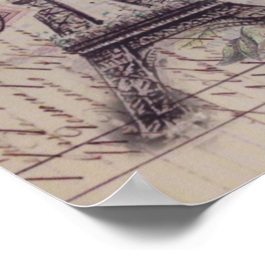 Manuscript Franse landvlinder Paris Eiffel Tower Poster (Hoek)