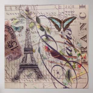 Manuscript Franse landvlinder Paris Eiffel Tower Poster