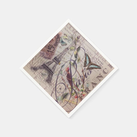 Manuscript Franse landvlinder Paris Eiffel Tower Servetten (Hoek)