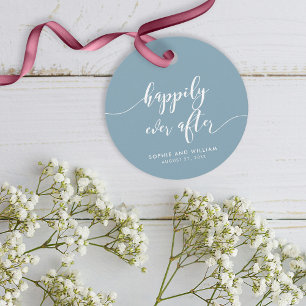 Manuscript gelukkig ooit na Editable Kleur Wedding Bedankjes Labels