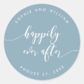 Manuscript gelukkig ooit na Editable Kleur Wedding Ronde Sticker (Voorkant)