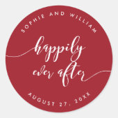 Manuscript gelukkig ooit na Editable Kleur Wedding Ronde Sticker (Voorkant)