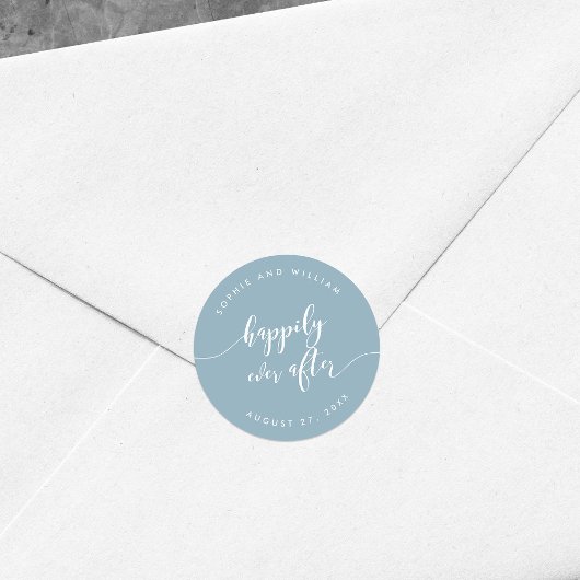 Manuscript gelukkig ooit na Editable Kleur Wedding Ronde Sticker