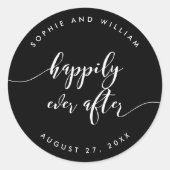 Manuscript gelukkig ooit na Editable Kleur Wedding Ronde Sticker (Voorkant)