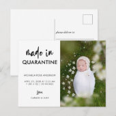 Manuscript gemaakt in Quarantine Newborn Eenvoudig Aankondigingskaart (Voorkant / Achterkant)