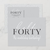 Manuscript & geometrische 40e verjaardagsuitnodigi uitnodiging briefkaart (Voorkant / Achterkant)