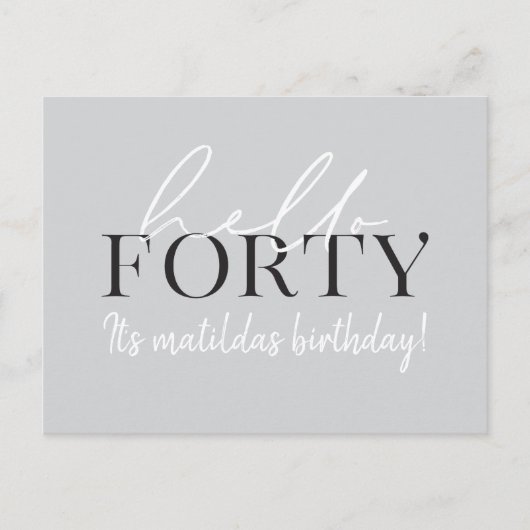 Manuscript & geometrische 40e verjaardagsuitnodigi uitnodiging briefkaart (Voorkant)