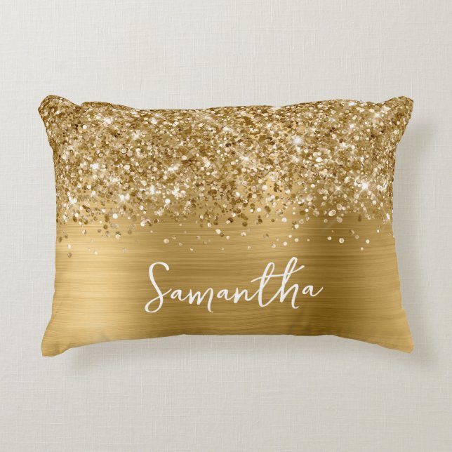 Manuscript Glittery Gold Glam Accent Kussen (Voorkant)
