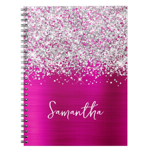 Manuscript Glittery Silver en Hot Pink Glam Notitieboek (Voorkant)