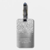 Manuscript Glittery Silver Glam Bagagelabel (Achterkant verticaal)
