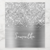 Manuscript Glittery Silver Glam Wijn Etiket (Enkel label)