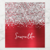 Manuscript Glittery Silver Red Glam Wijn Etiket (Enkel label)