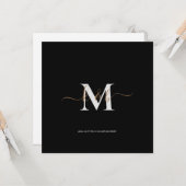 Manuscript Gold & Grey Monogram met Kerstmis Kaart (Voorkant / Achterkant in situ)