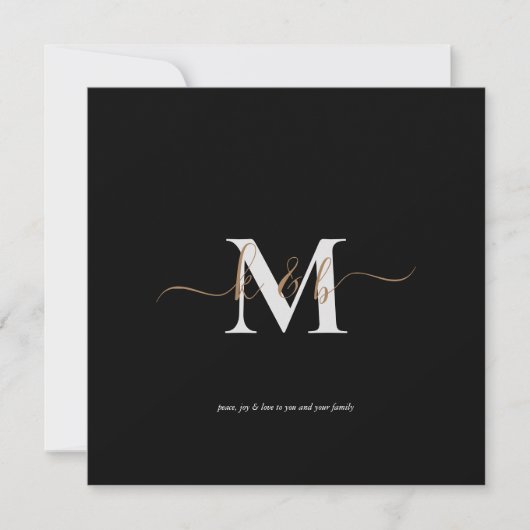 Manuscript Gold & Grey Monogram met Kerstmis Kaart (Voorkant)