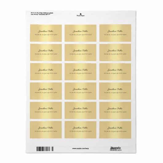 Manuscript Gold Modern Simple Sjabloon voor handsc Etiket (Full Sheet)