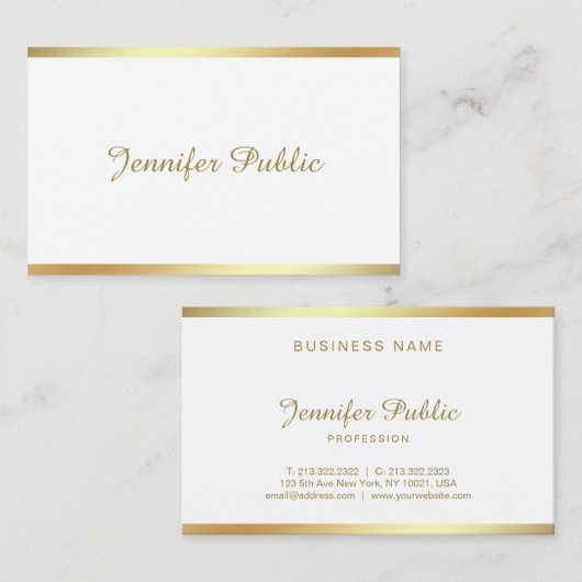 Manuscript Golden Calligrafie Elegant Smart Modern Visitekaartje (Voorkant / Achterkant)