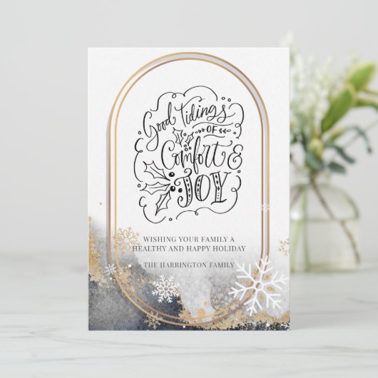 Manuscript Good Tidings of Comfort and Joy Kerstmi Feestdagenkaart (Staand voorkant)