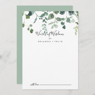Manuscript Green Foliage Wedding Words of Wisdom Advieskaart